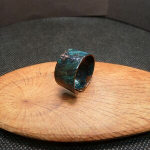 Bague anneau cuivre oxydé bleu