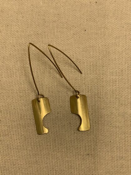 Boucles laiton longues rectangle lune